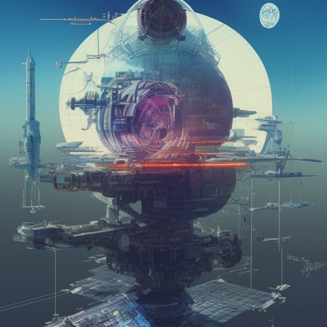 Steampunk Space Station Blueprint: Detailed Megastructure