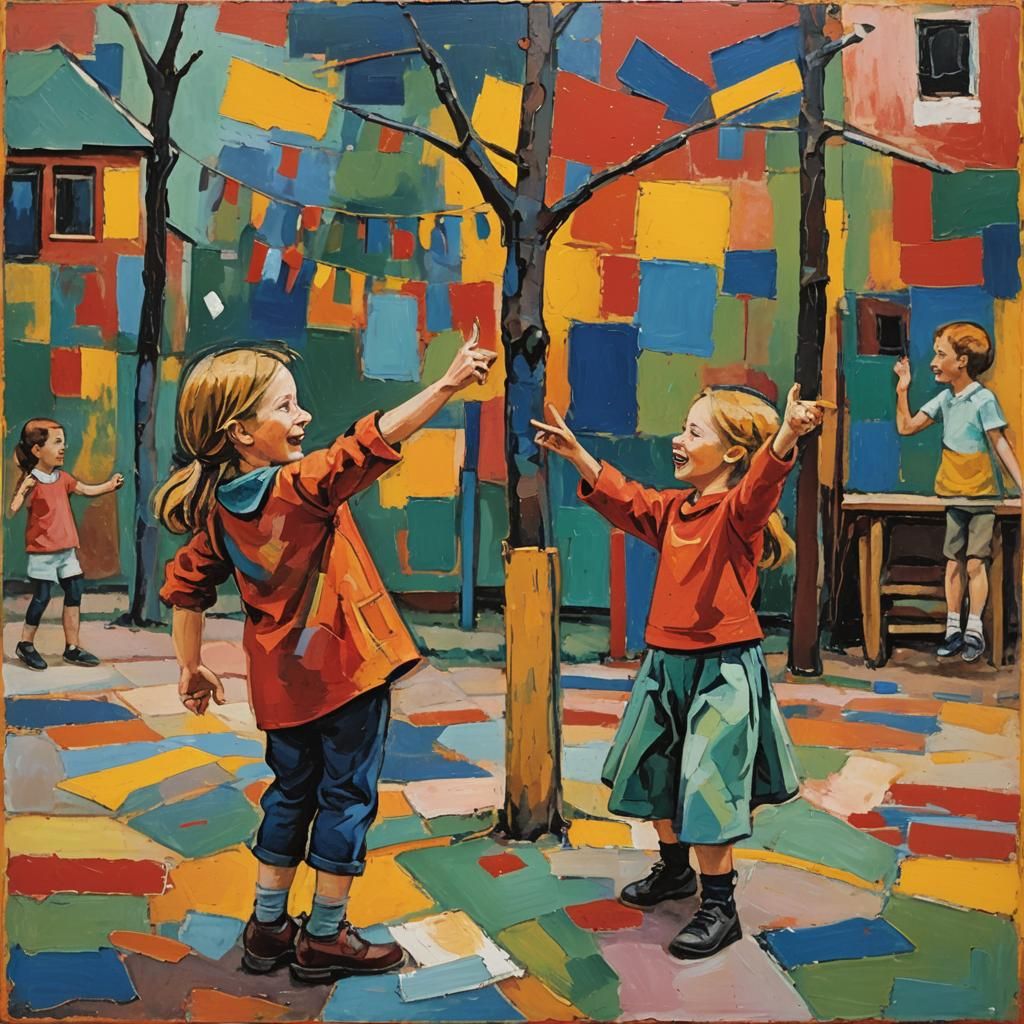 Joyful Playground Scene in Abstract Expressionism