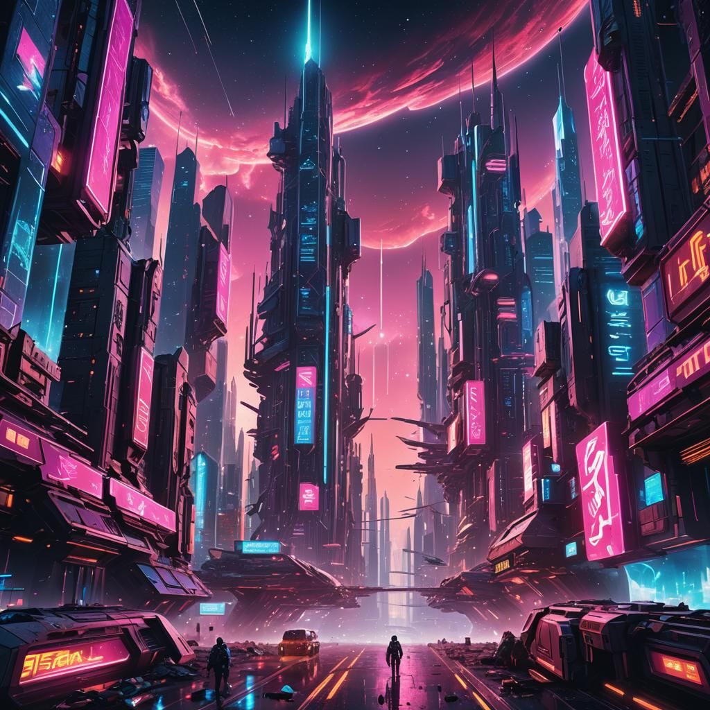 Futuristic City Suspended in Space: Sci-Fi Concept Art