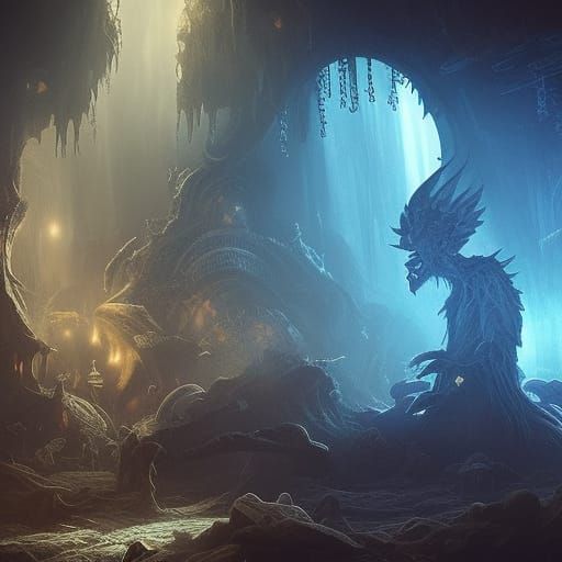 Monstrous Figures Emerge from Dark Room