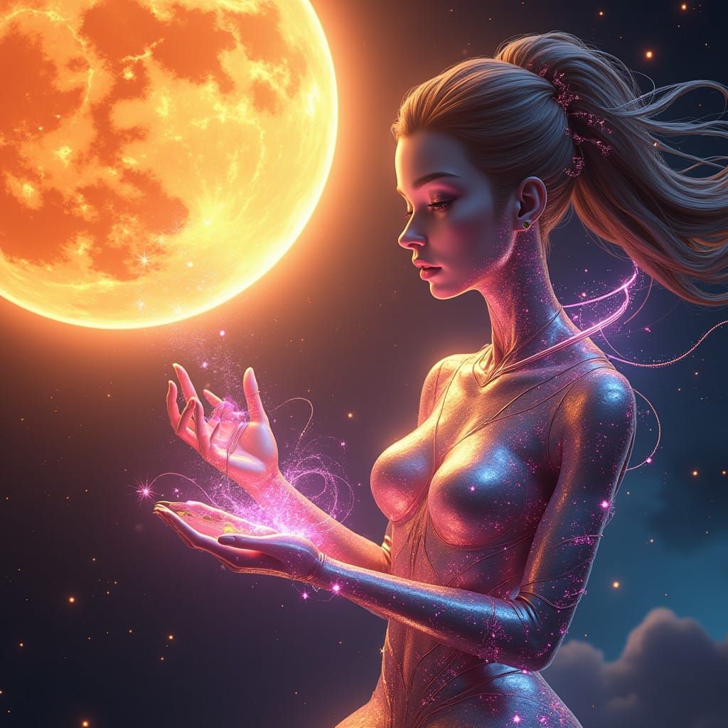 Ethereal Goddess of the Cosmos Invites the Sun to a Galactic...