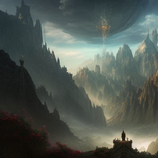Fantastical Landscape in Deep Color, Matte Painting