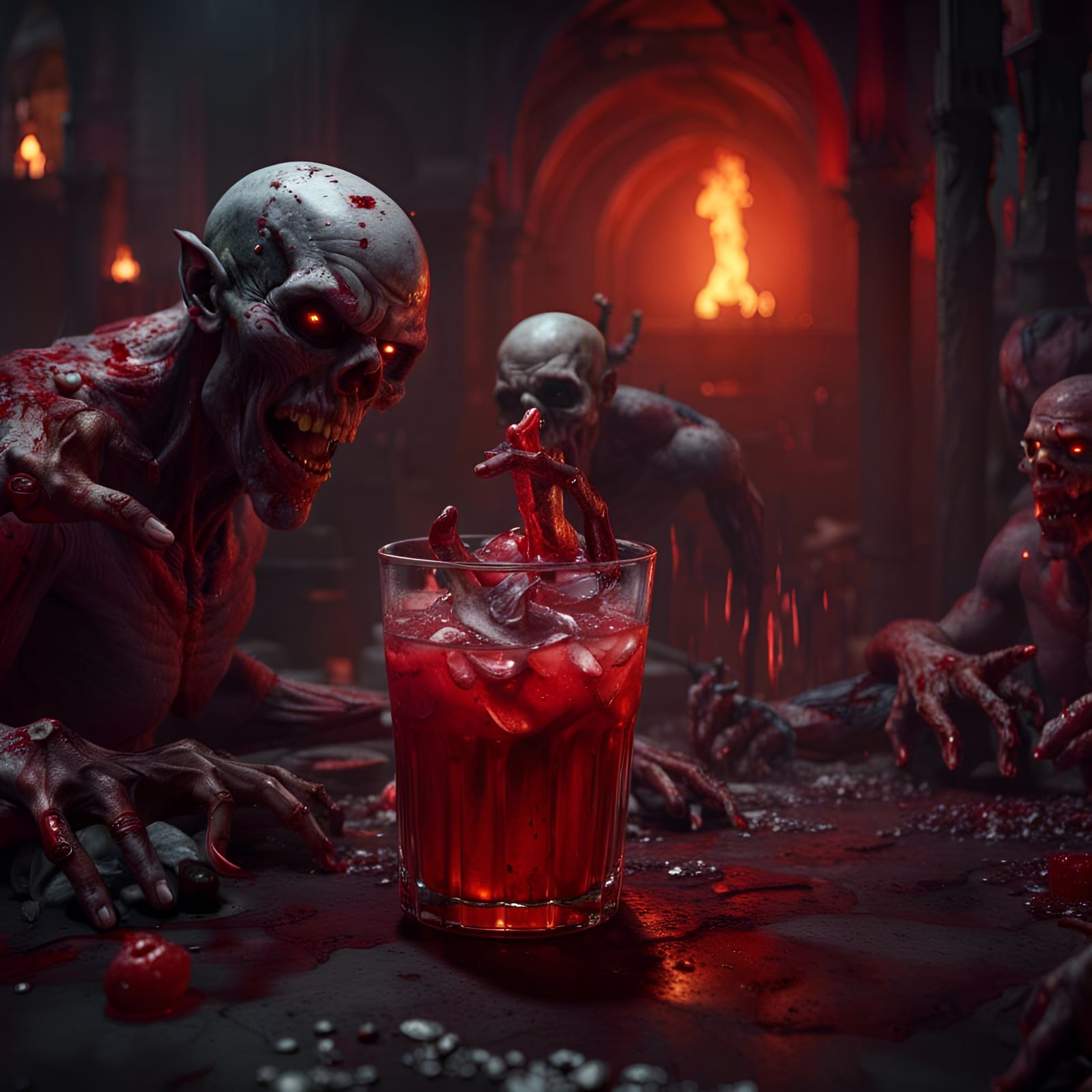 Demonic Vampire Ball in Hell: Detailed Matte Painting