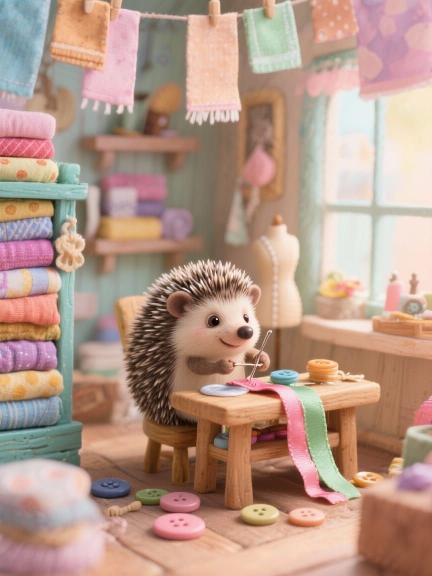 Hedgehog Tailor Shop: Tiny World in Pastel Tones