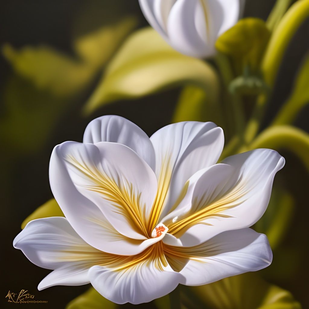 Hyperrealistic Amaryllis Flower Portrait in Impressionistic ...