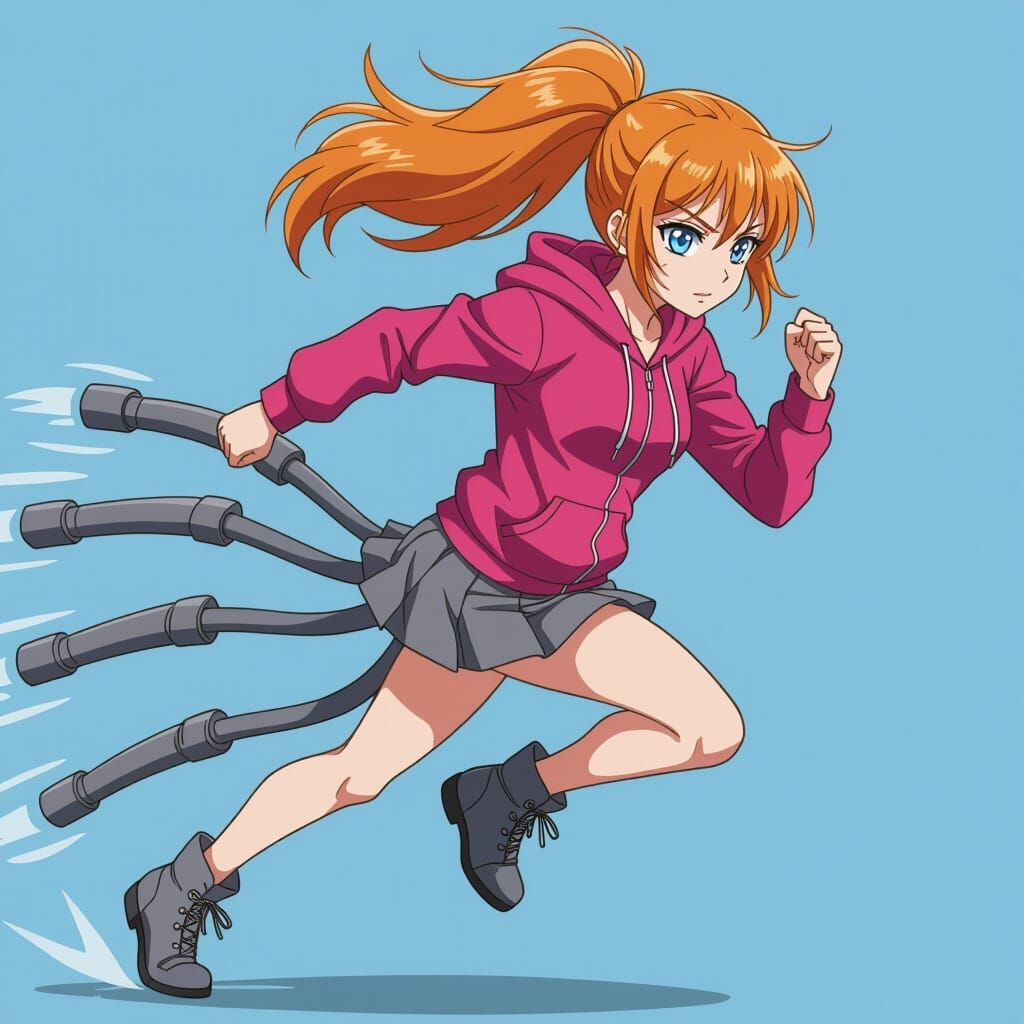 Anime Woman Runs With Superhuman Speed