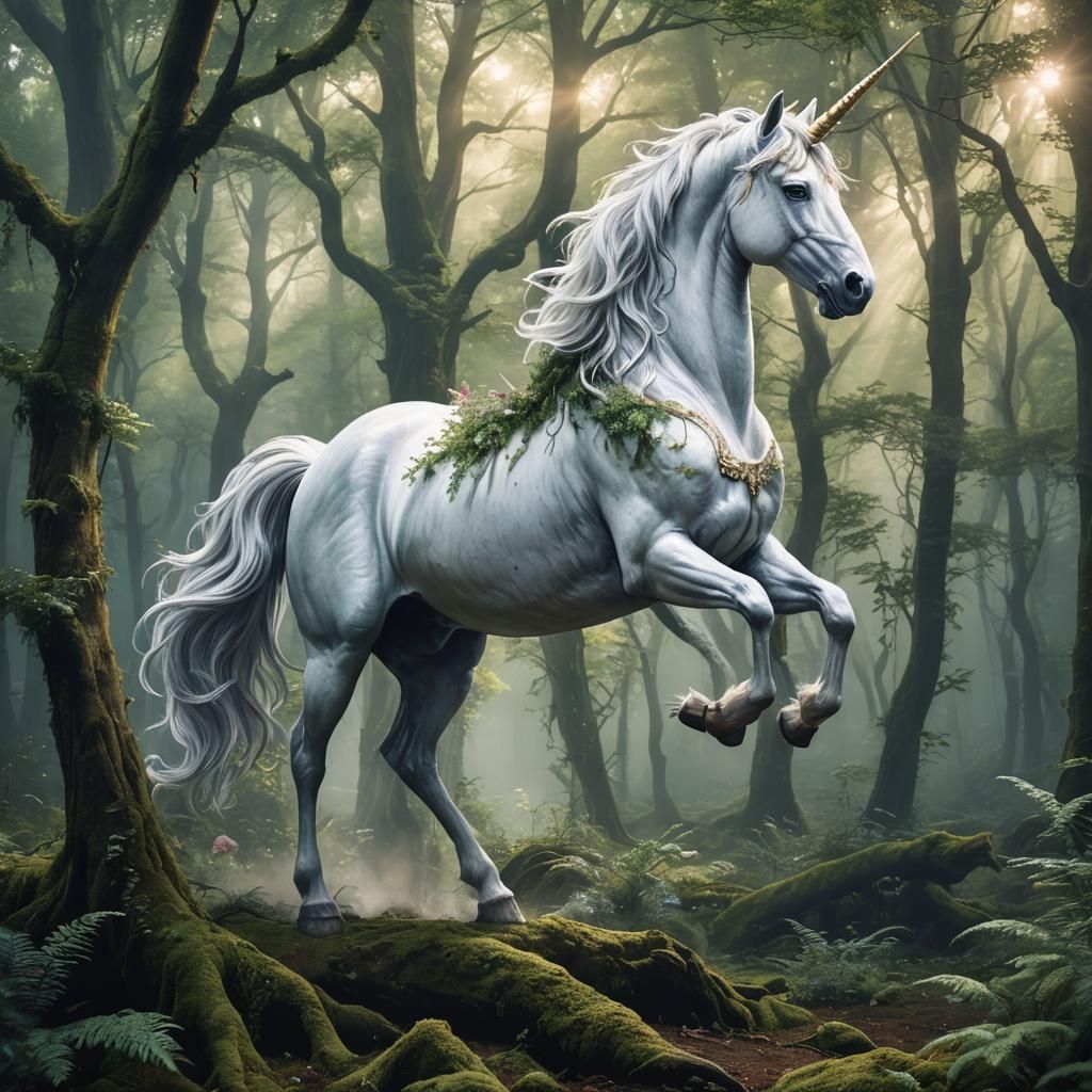 Majestic Unicorn in Mystic Forest
