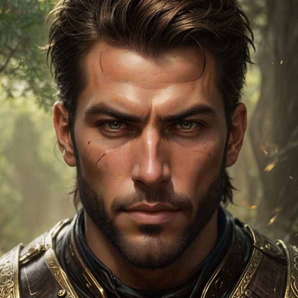 Epic Fantasy Mercenary Portrait in Digital Painting Style