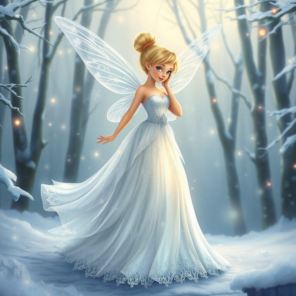 Fairy in a Winter Wonderland with Delicate Ice Crystals and...