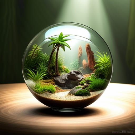 Miniature Jurassic Park Terrarium: 8K Concept Art