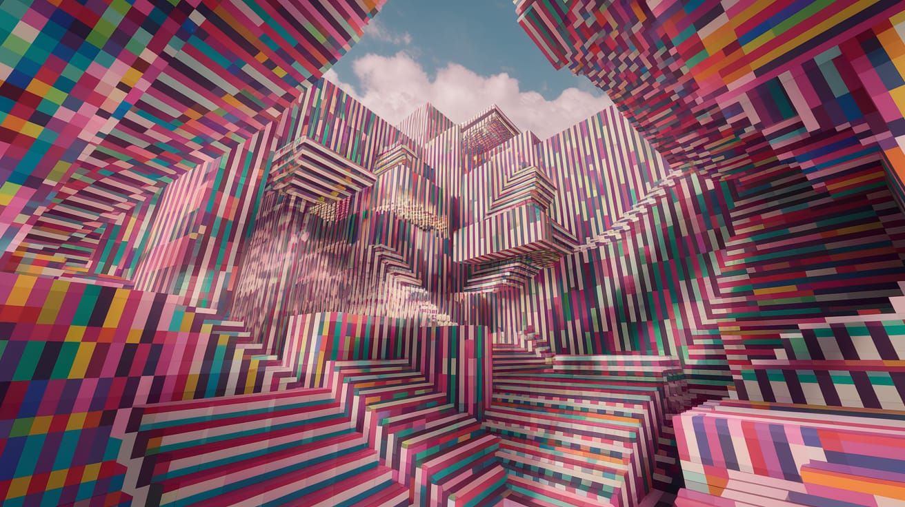 Kidcore Cityscape with Impossible Geometry
