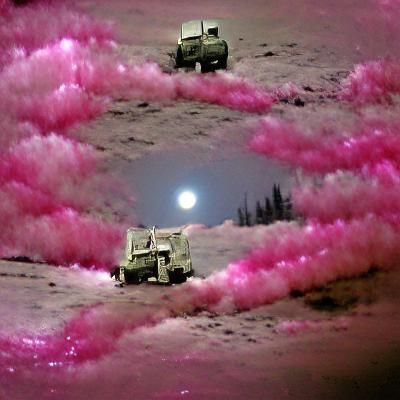 Pink Glitter Military Truck on the Moon