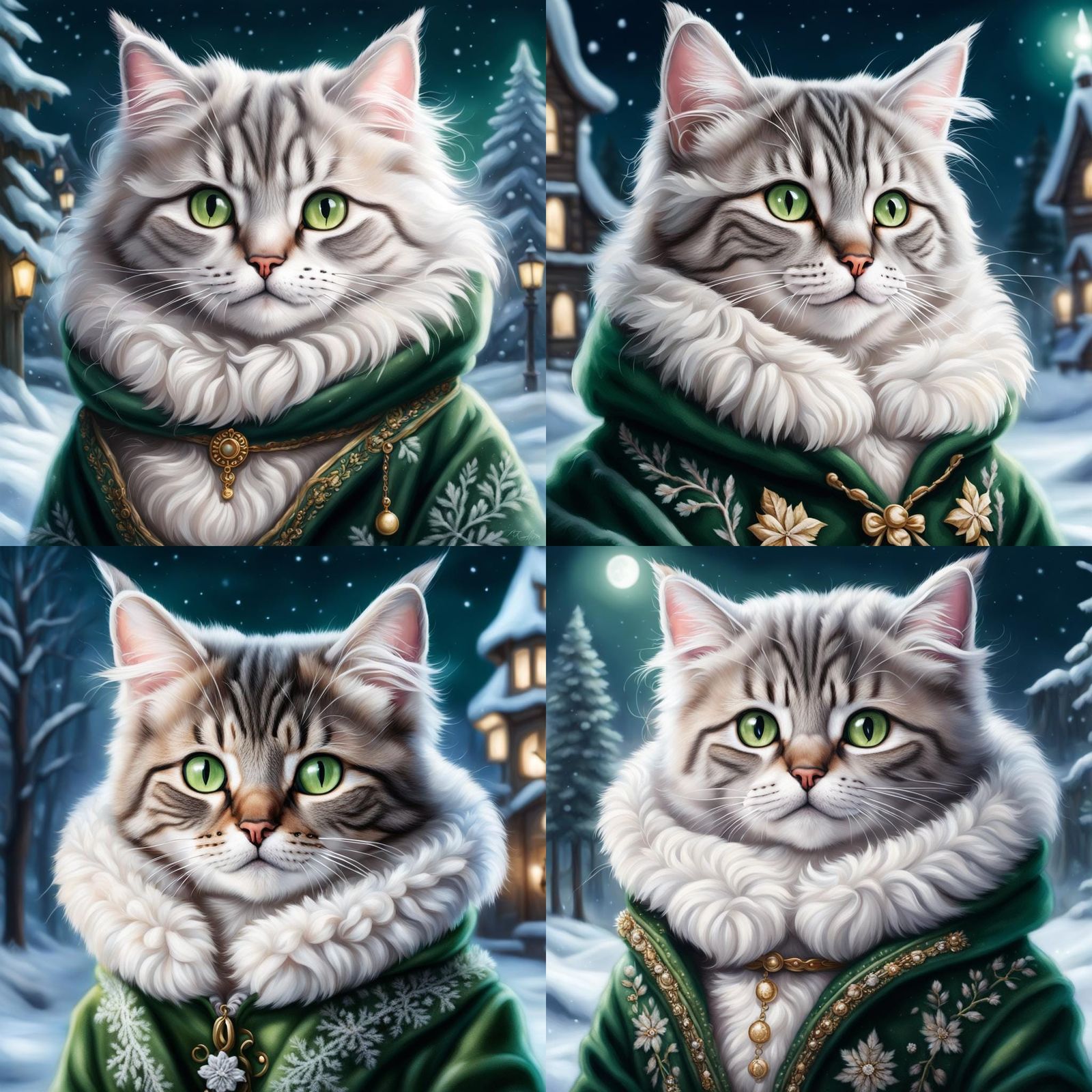 Winter Cat in Magic Winterland: Hyperrealistic Baroque Fanta...