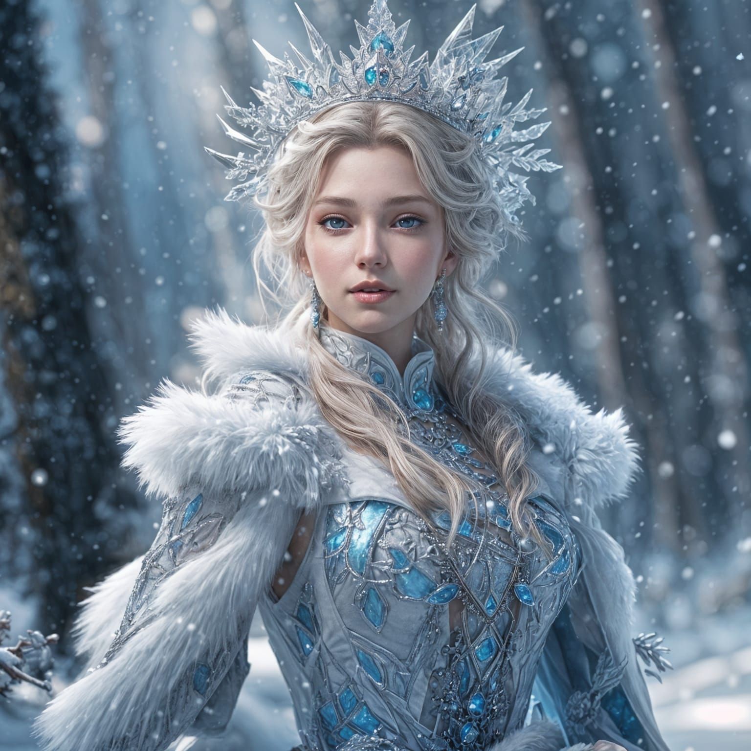 Hyperreal Snow Queen: 3D Anime Art