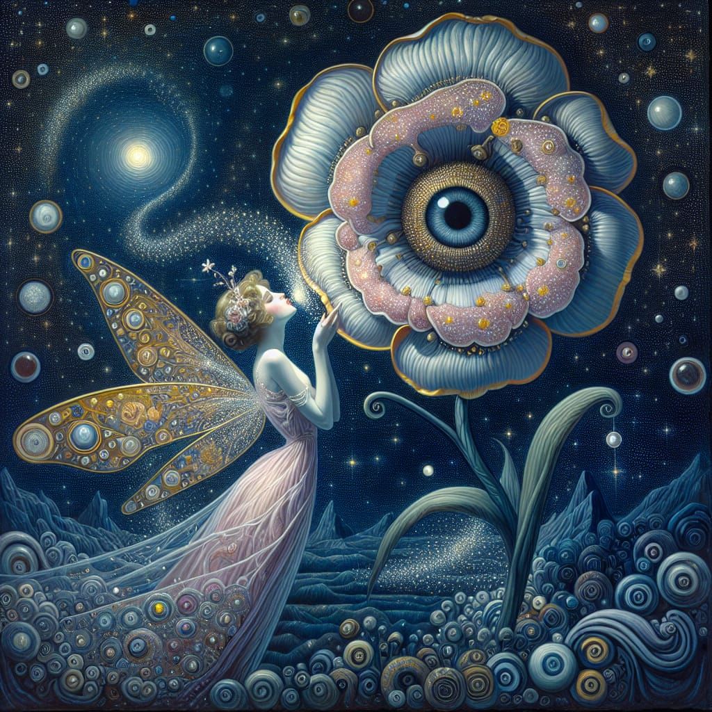 Fairy's Kiss: A Vienna Secession and Art Deco Painting