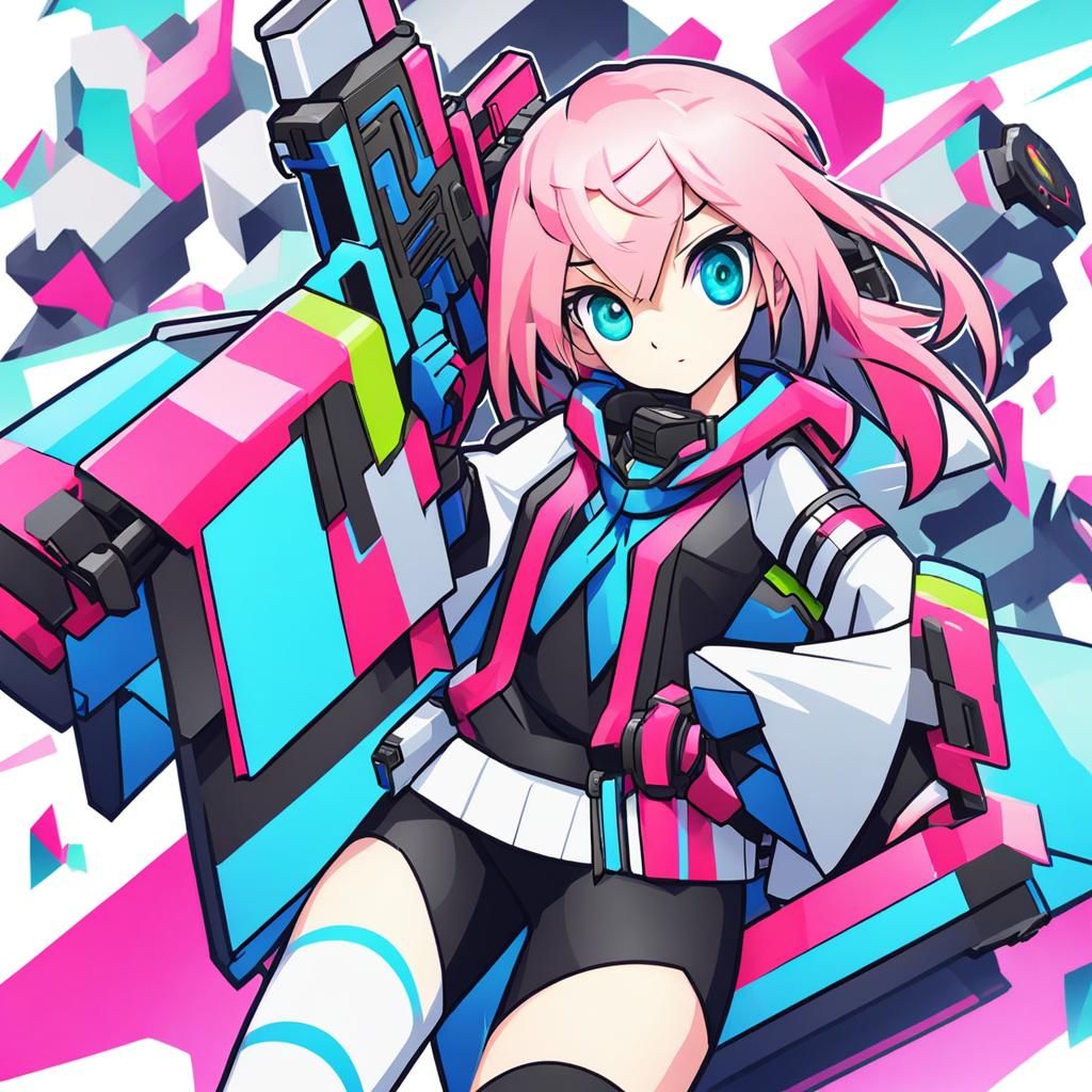 Armored Girl with Blaster Gun