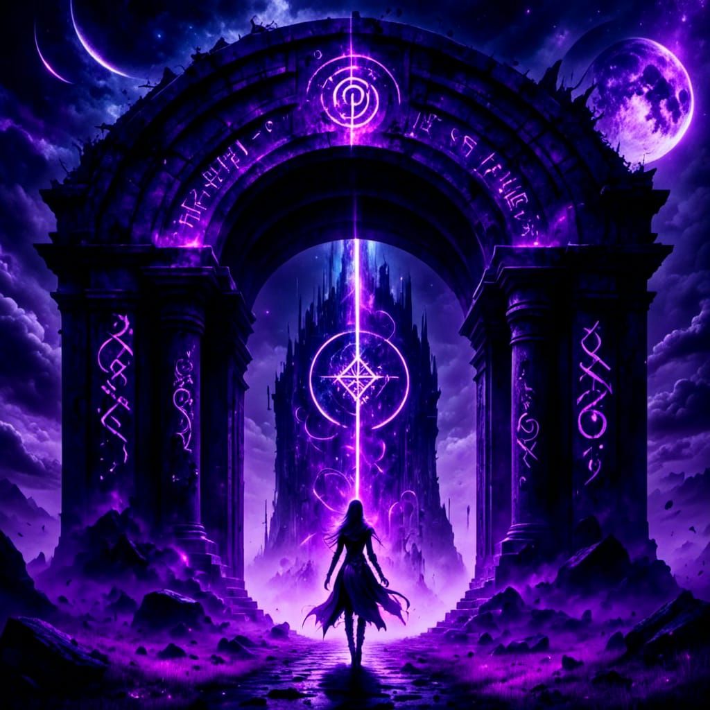 Sorceress at Runestone Portal to Another Dimension