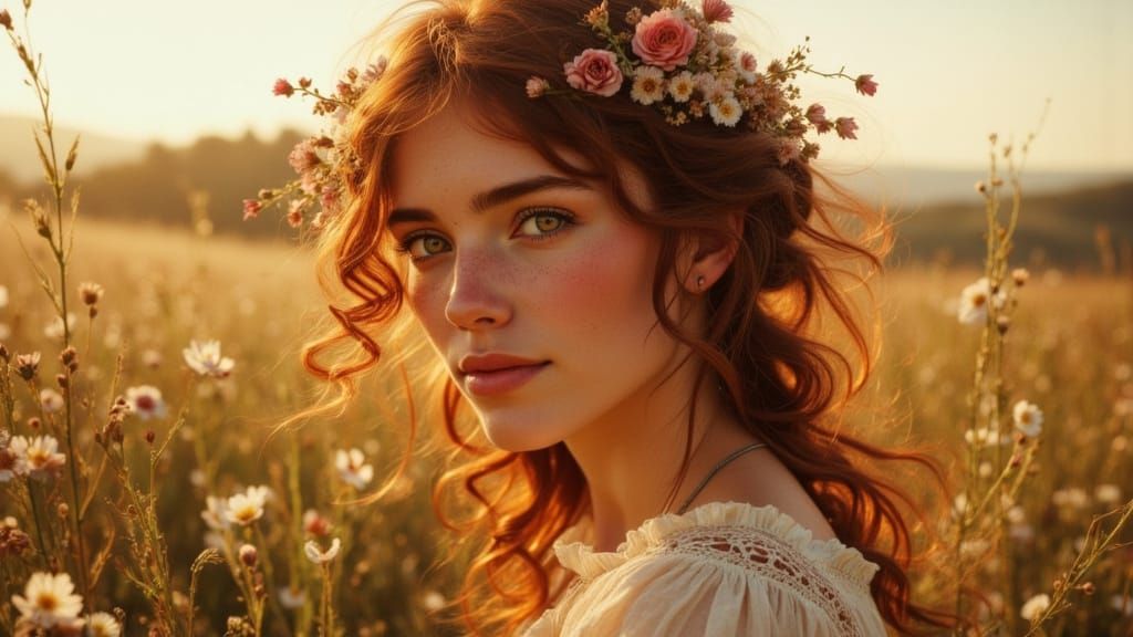 Tuscan Woman Portrait in Golden Hour Light