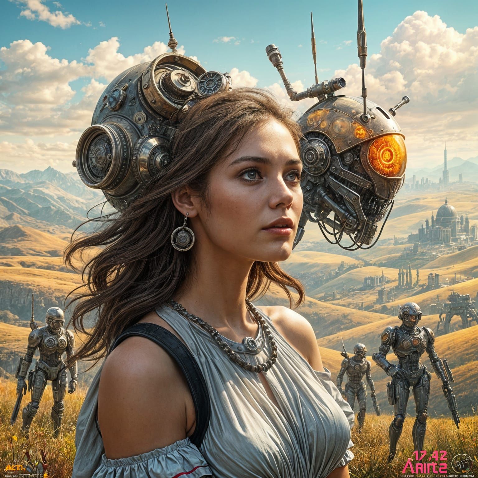 AI Art Magazine Cover with Steampunk Robot
