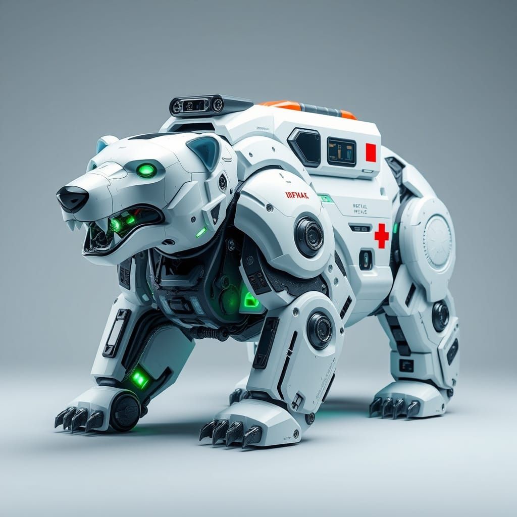 Cybernetic Polar Bear Ambulance: Beast Tech Rescue