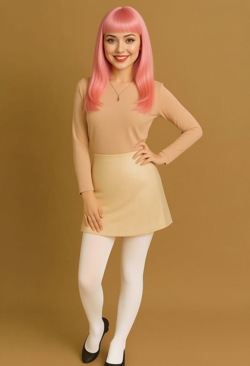 Cute Woman with Pink Hair and Black Flats