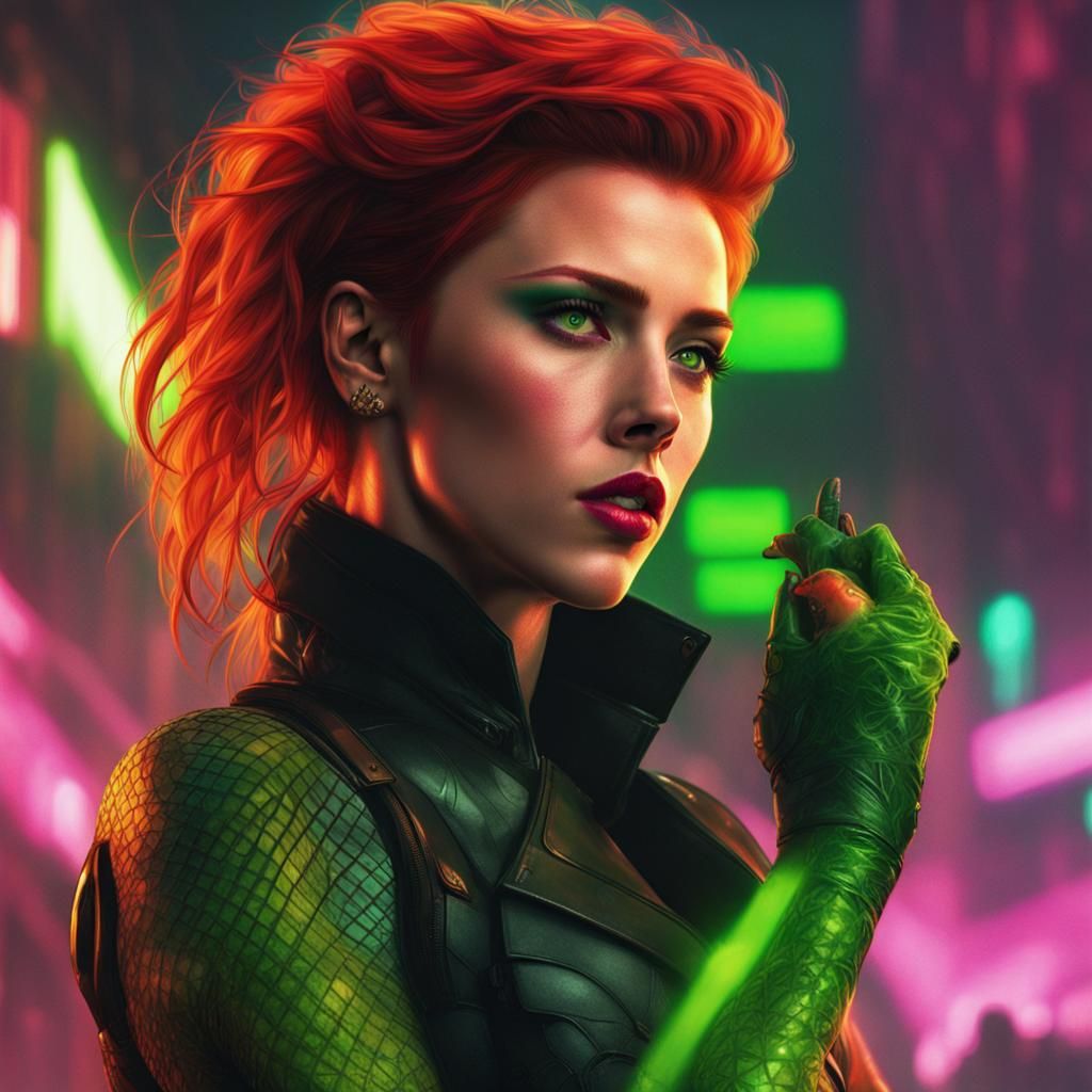 Poison Ivy as Scarlett Johansson in Cyberpunk 2099