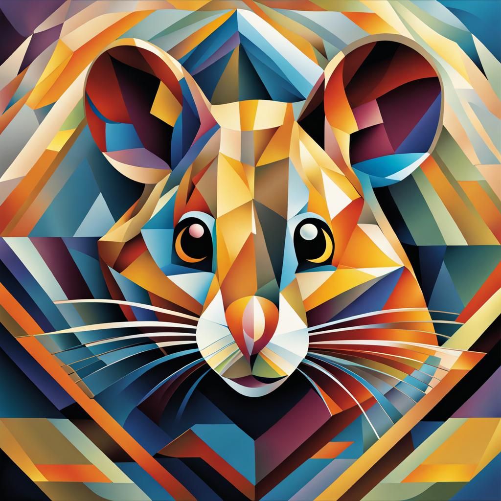 Mouse in Geometric Cubist Vector Art