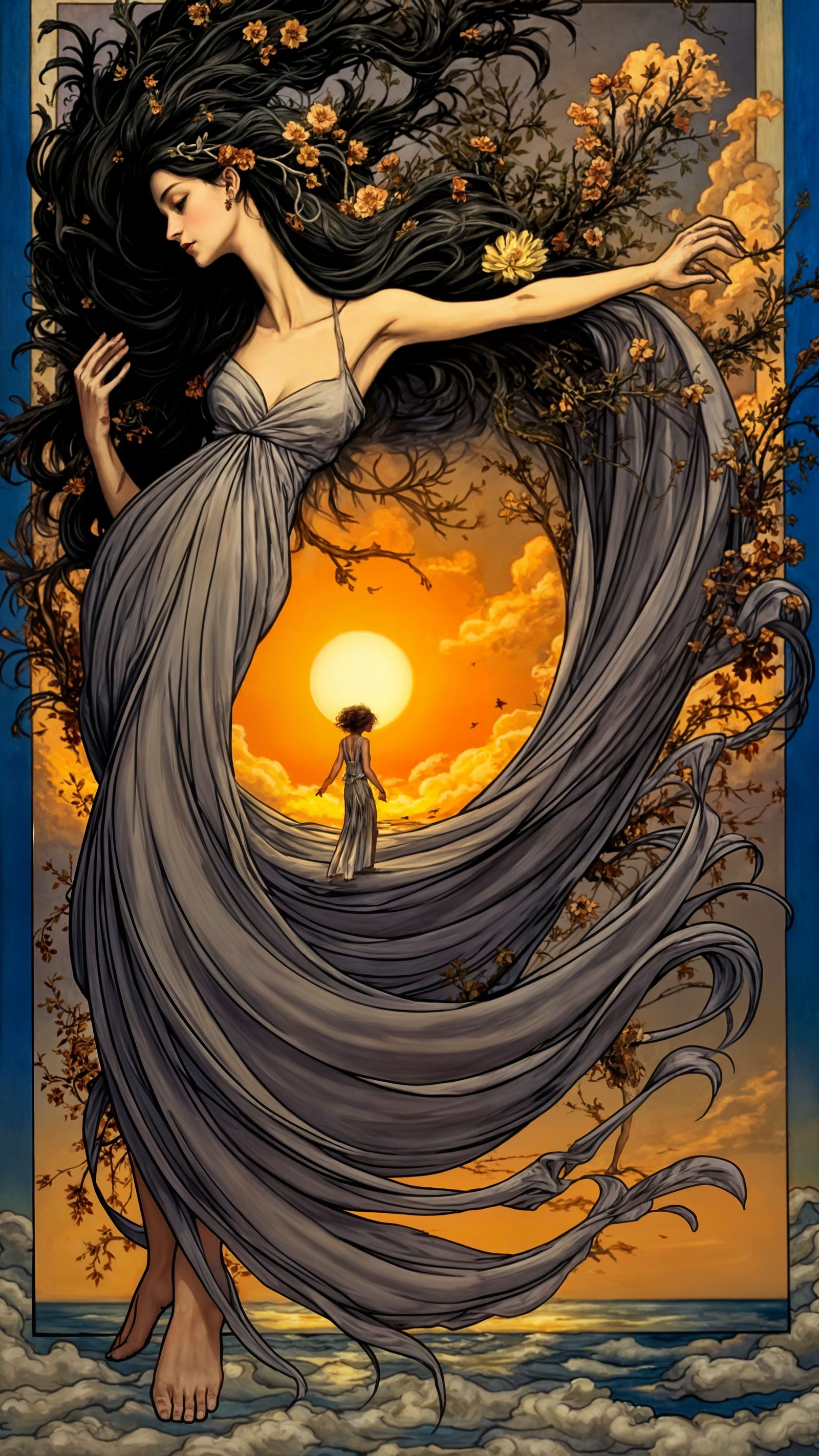 Woman in White Dress on Cliff Overlooking Ocean