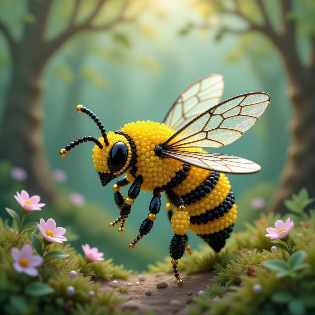 Beaded Bee in Fairy-Tale Forest