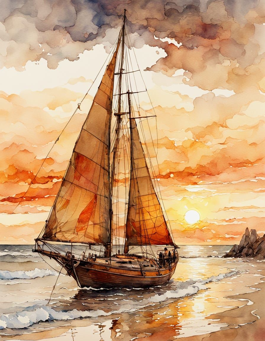 SAILING SUMMER EVENING on the Beach