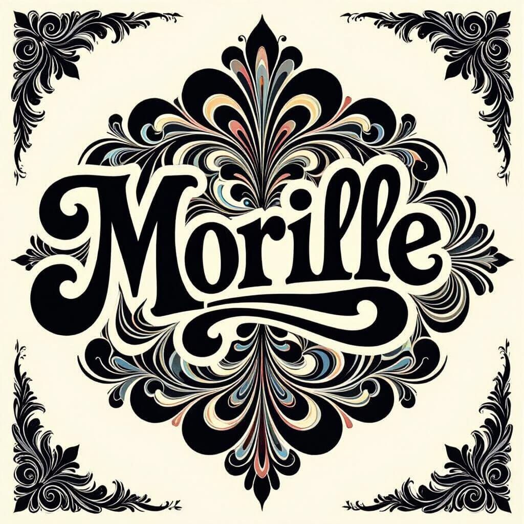 Groovy Morille Typography in Psychedelic Style