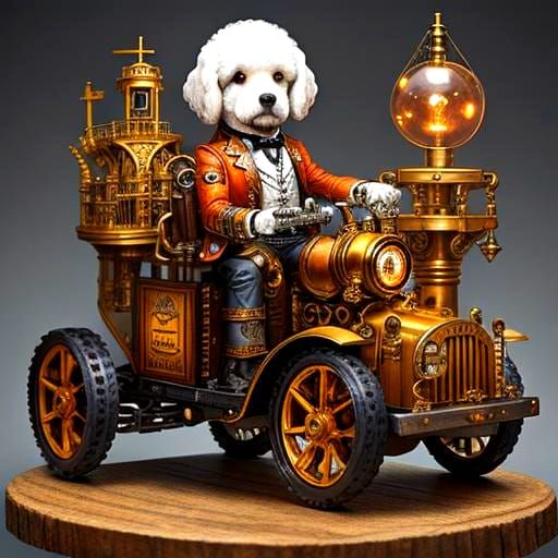 Steampunk Poodle with Crystal Orb