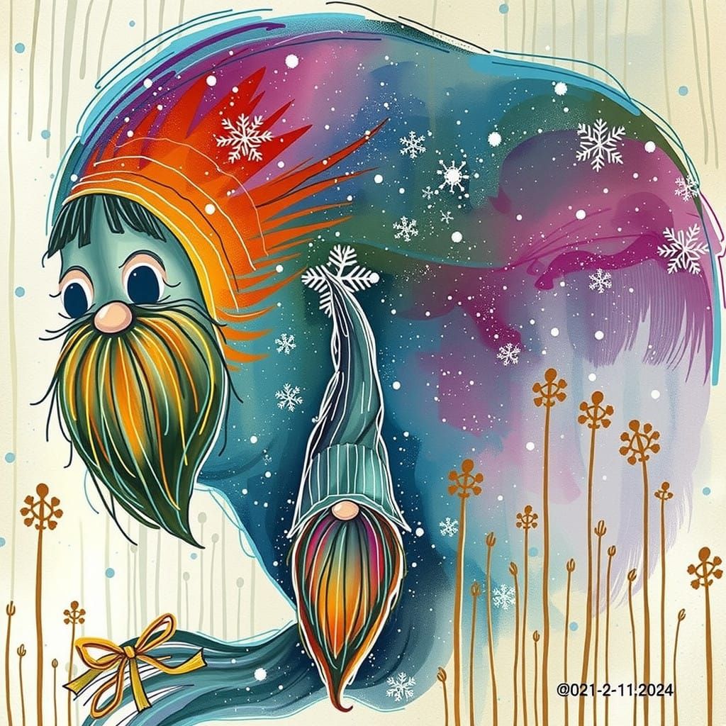 Vibrant Winter Gnomes in a Snowy Wonderland