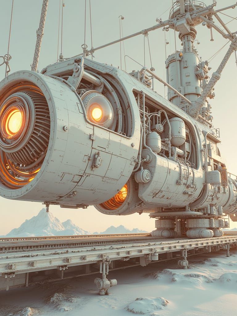 Isometric 3D Render of Mechanical Vehicle in Near-Infrared