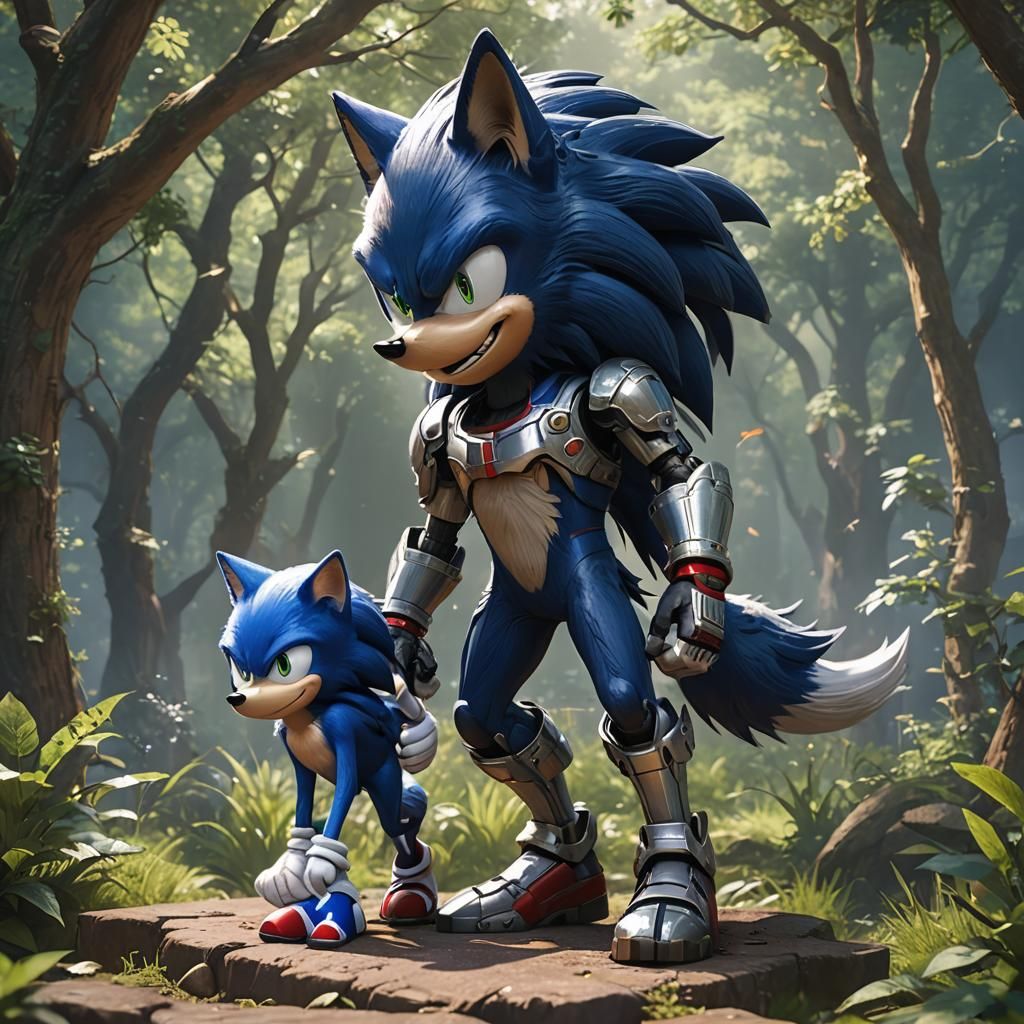 Sonic and Wolf in 3D Anime Art