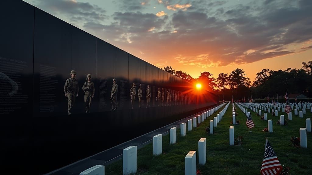 Vietnam War Memorial Wall at Dawn