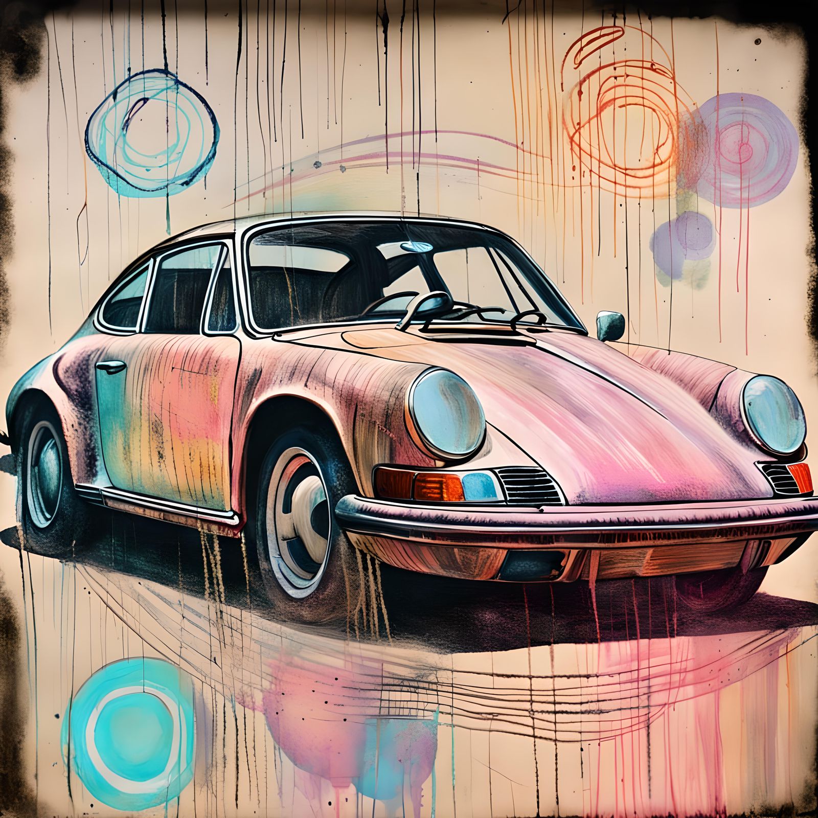 Glitch Chalk Art Porsche
