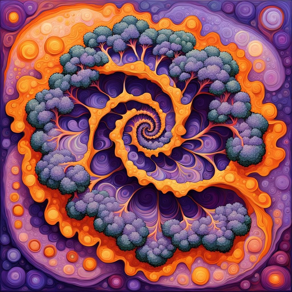 Broccoli Fractal Art in Neo-Impressionist Style