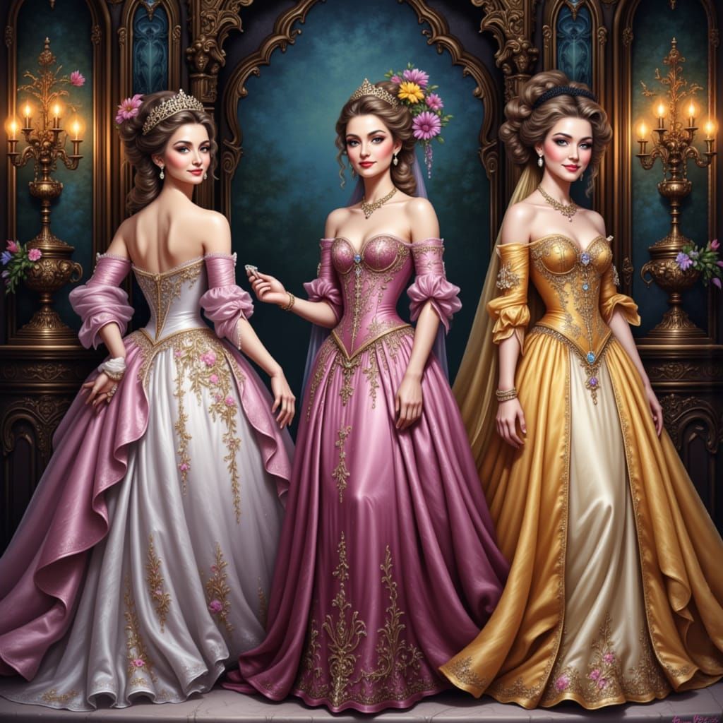 Baroque Fashion Digital Painting with Intricate Jewelry