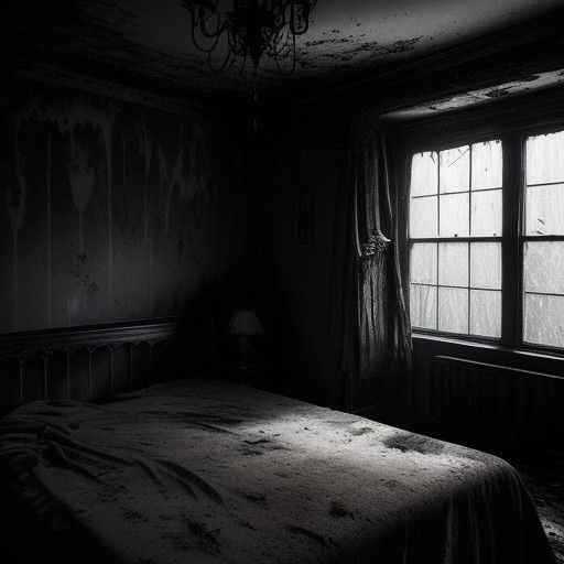 Gothic Darkness Descends in Abandoned Bedroom