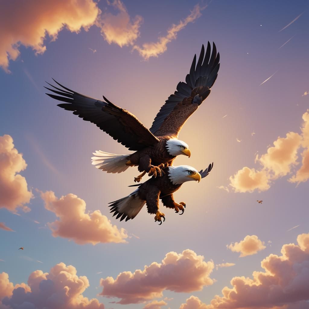 Cute Baby Eagle Flying: 3D Digital Art