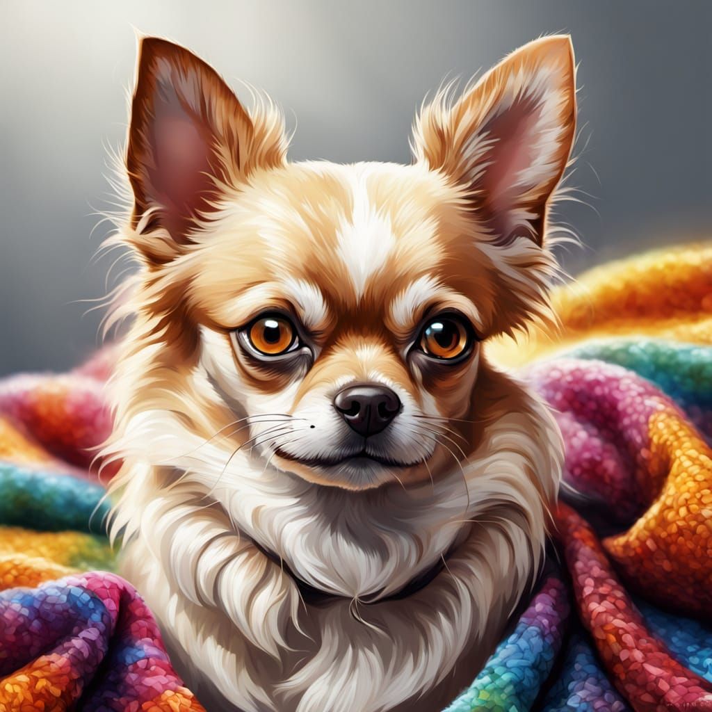 Vibrant Chihuahua Portrait in Hyper-Realistic Digital Art