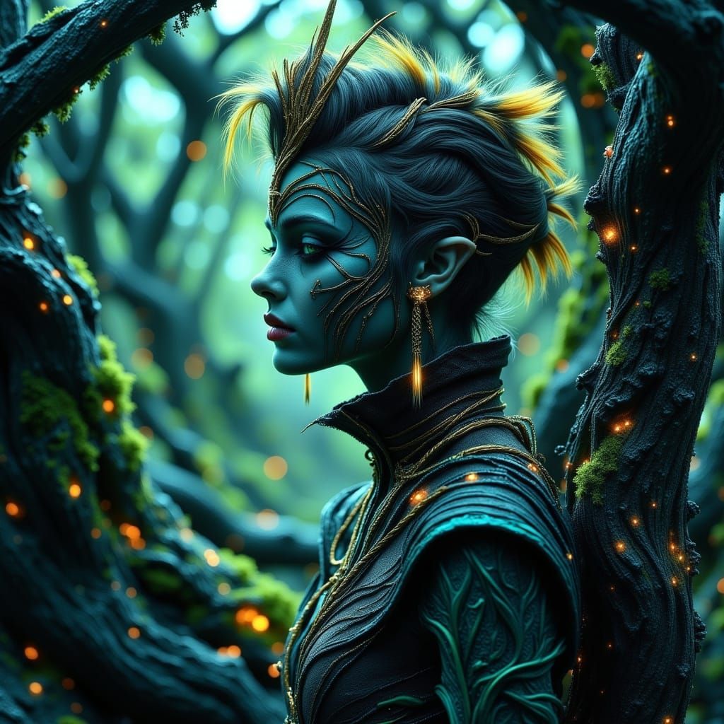 Gorgeous Wood Elf Portrait in Dark and Foreboding Style