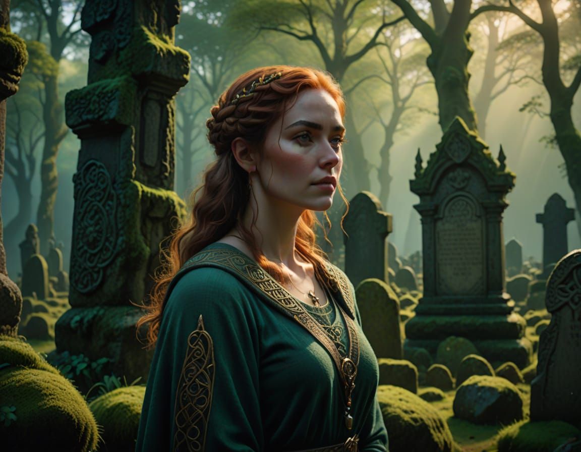 Scottish Woman in Celtic Landscape: Fantasy Concept Art