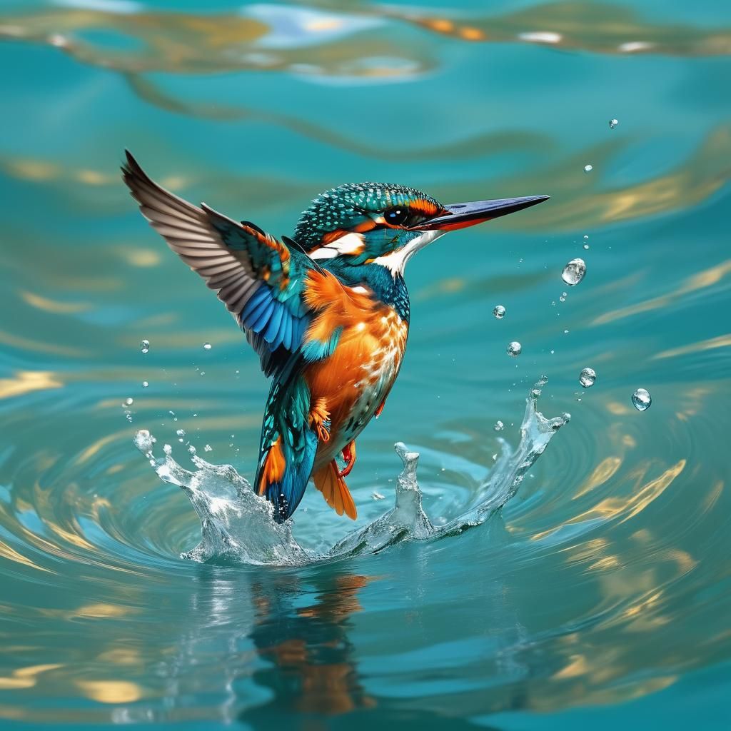 Kingfisher Diving: Hyper-Realistic Wildlife Photography