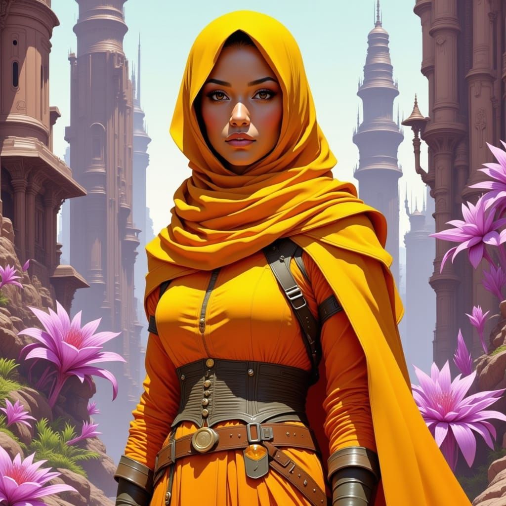 Cyberpunk Ninja Knight in Futuristic Cityscape