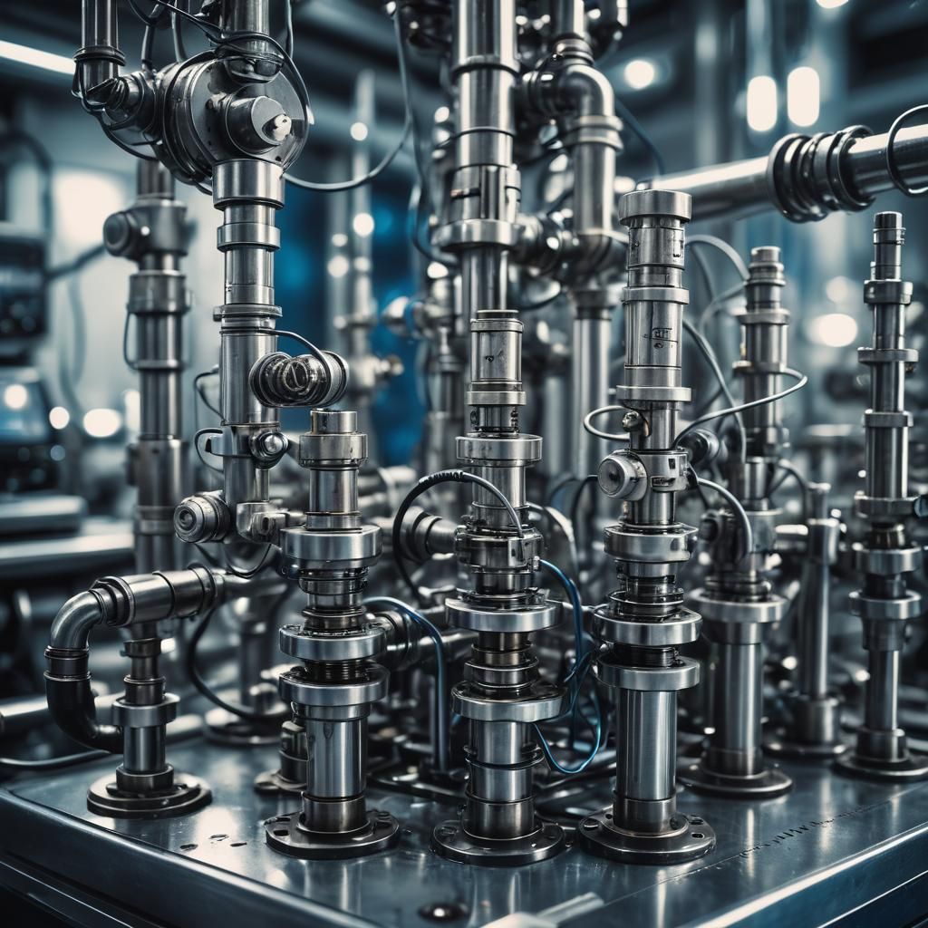 Futuristic Lab Equipment in Precisionism Style