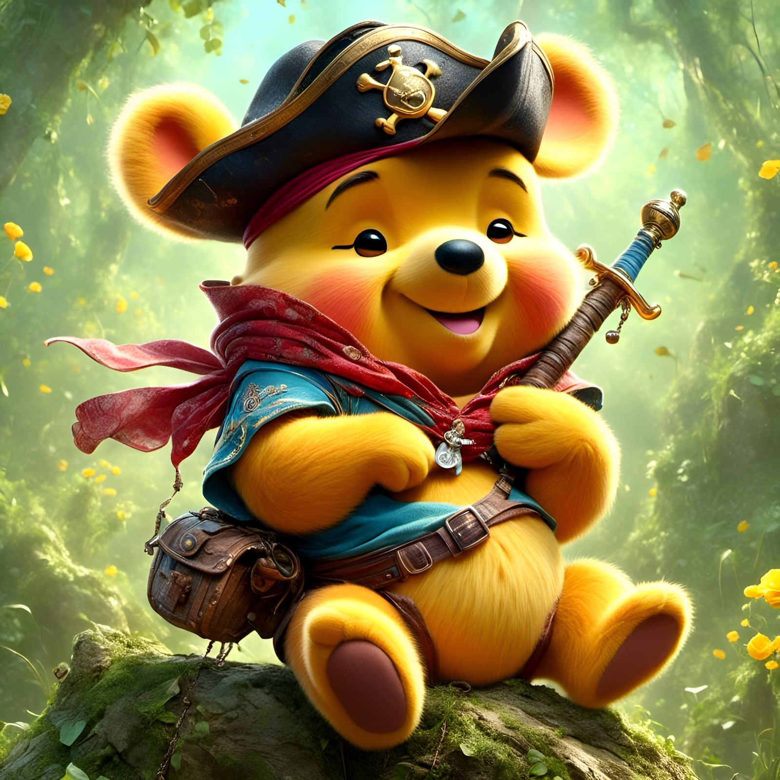 Chibi Winnie the Pooh Pirate in Graffiti Art