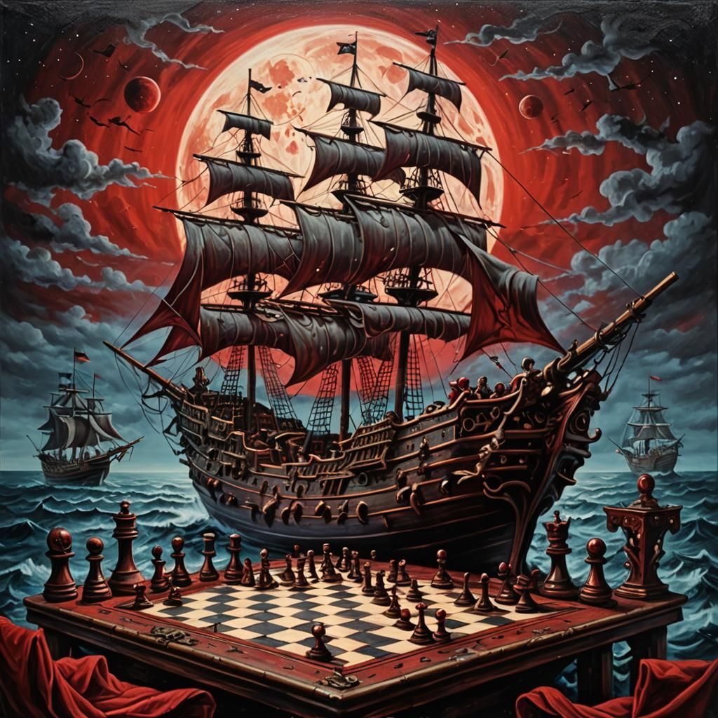 Pirate Skeletons Battle on Ship Chessboard