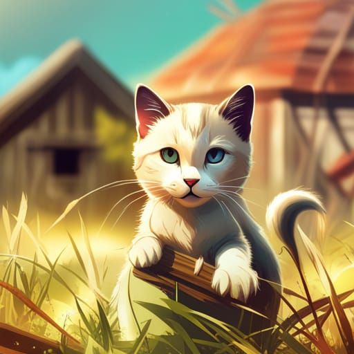 Cute Farm Cat: Hyperdetailed Digital Art
